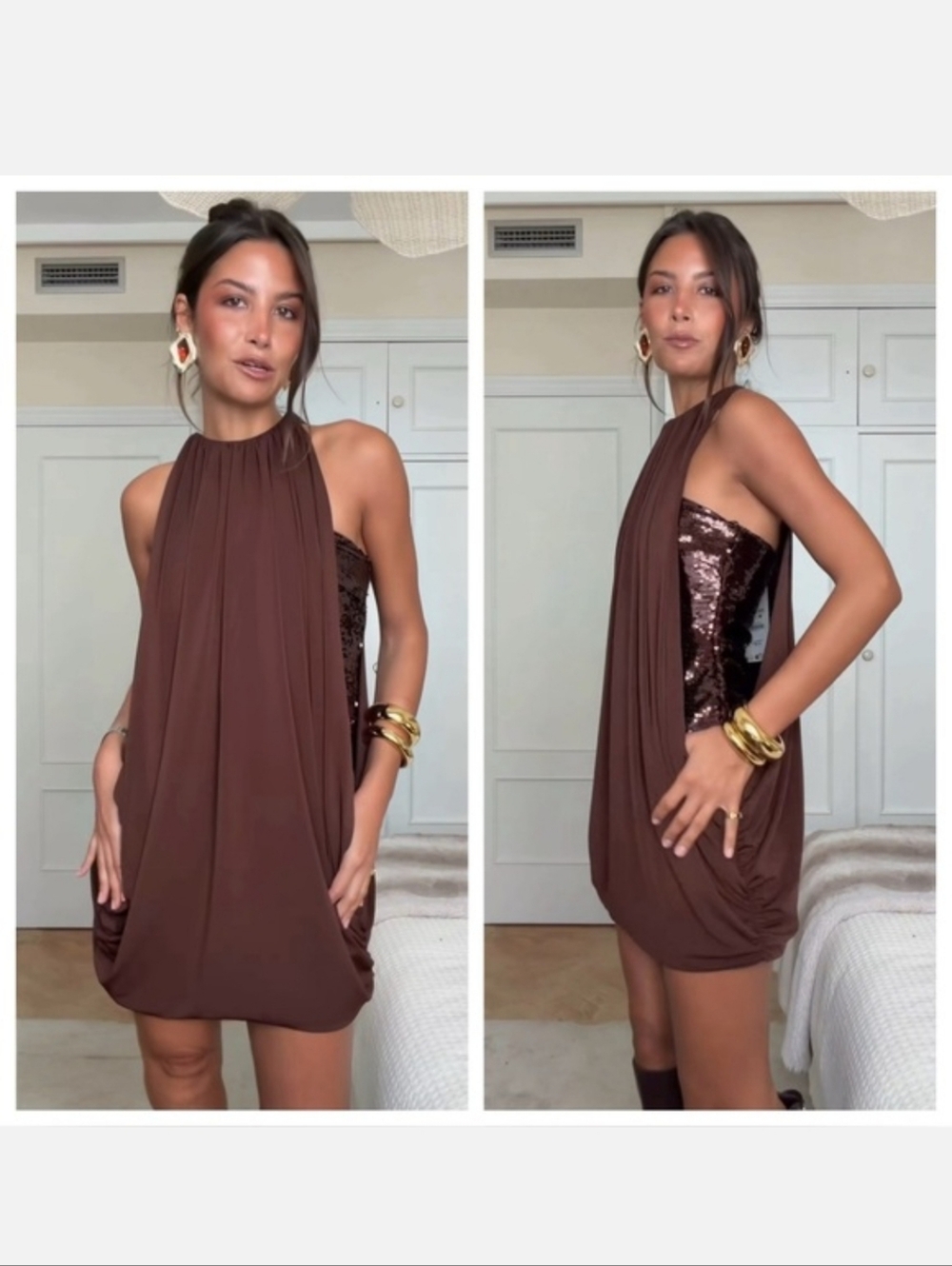 COMBINATION SEQUIN BUBBLE DRESS SIZE M